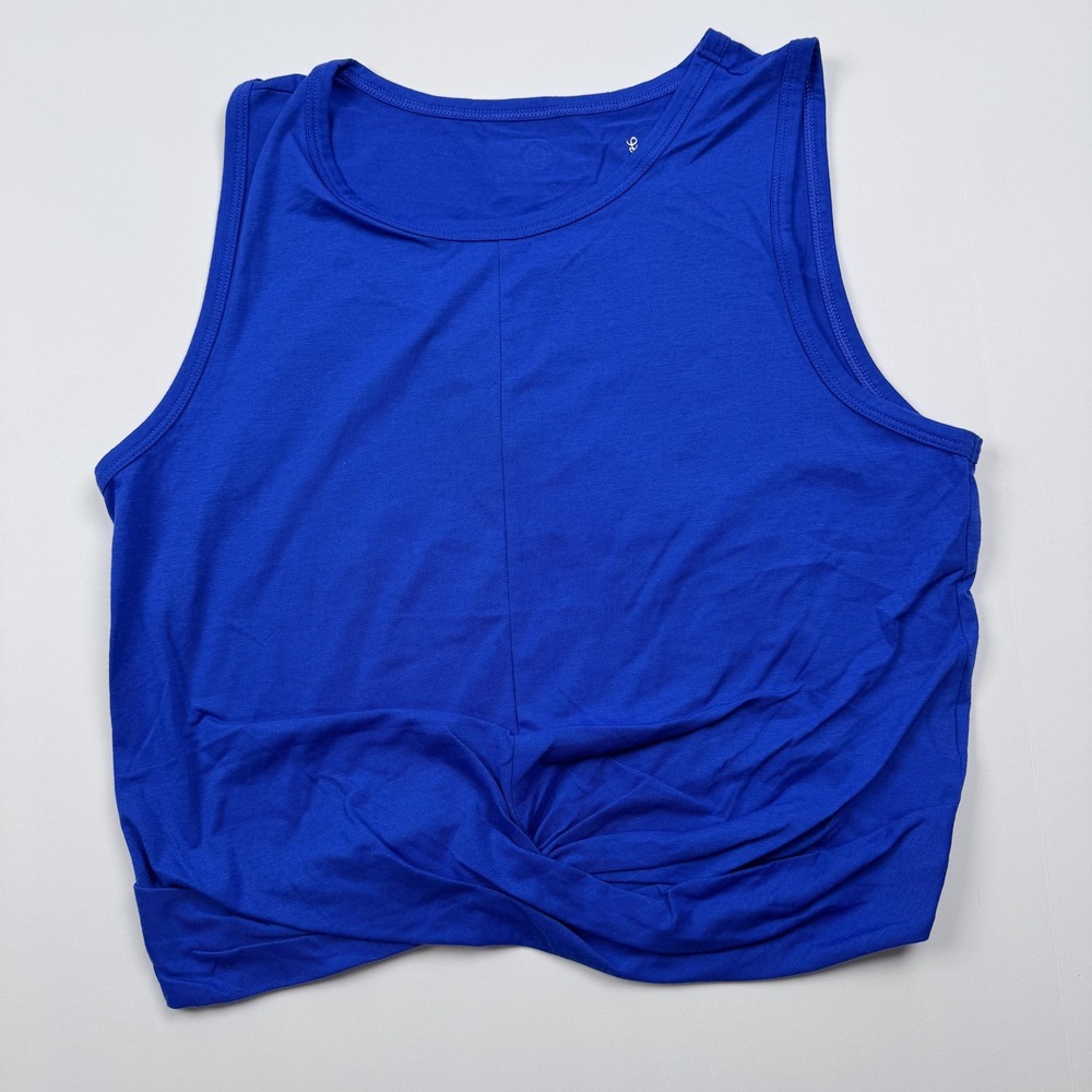 Lilly Pulitzer Luxletic Tank Top Womens Large Blue Twist Front Athletic Workout